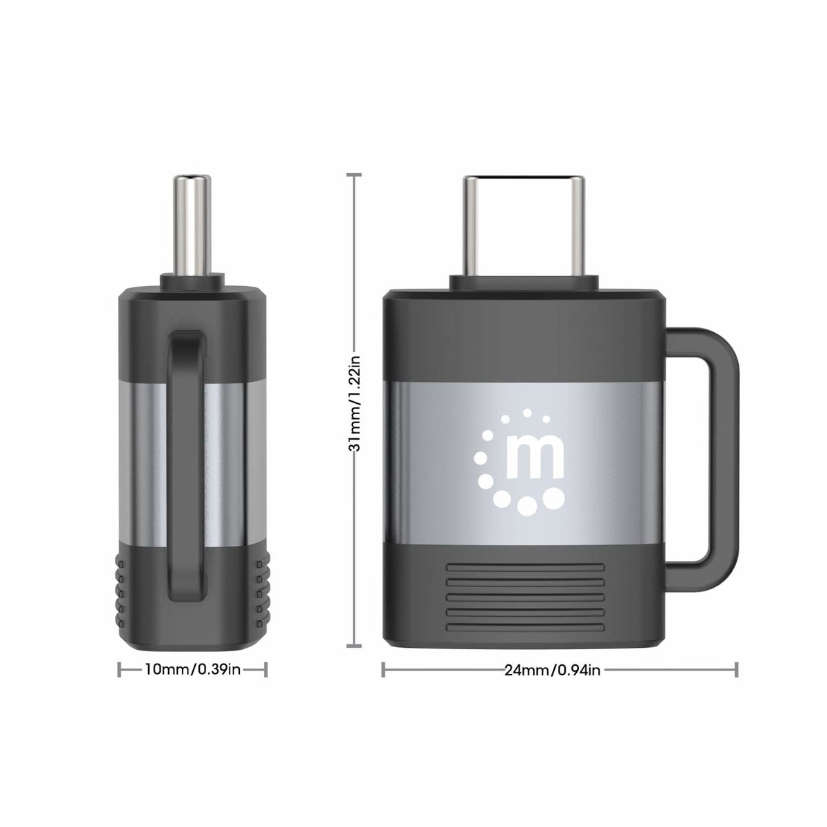 Adaptador Manhattan USB-C a USB-A V3.2 Aluminio Color Negro-Gris Espacial