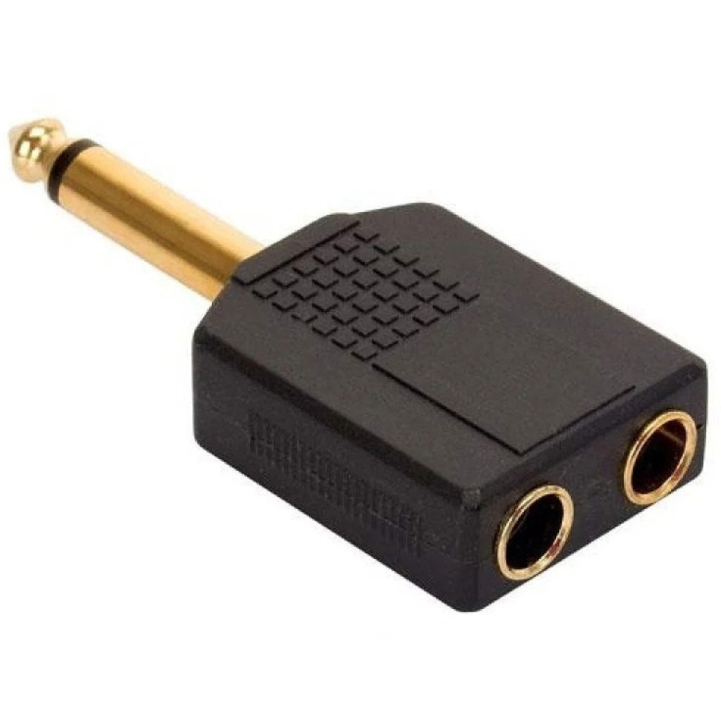 Adaptador Steren y 2 Jacks 6.3mm a Plug 6.3mm Dora