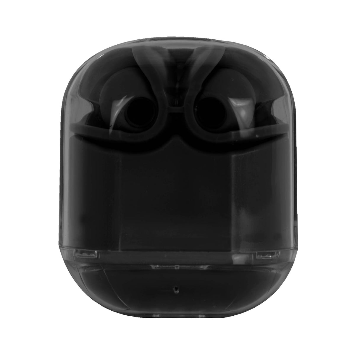 Audífonos Inalámbricos Perfect Choice TWS Estuche Transparente ClearBeat con Indicador de Carga — Negro