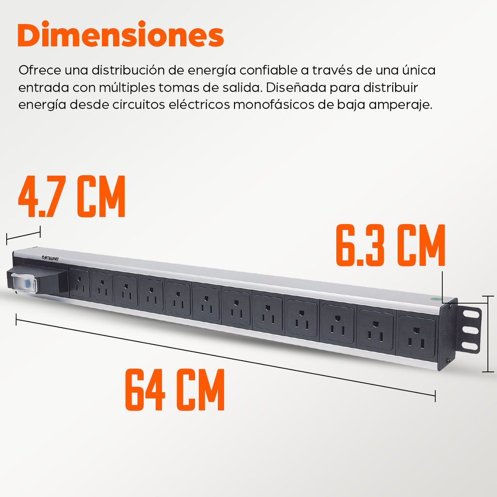 Barra PDU Intellinet Multicontactos Vertical 12 Salidas Tipo NEMA