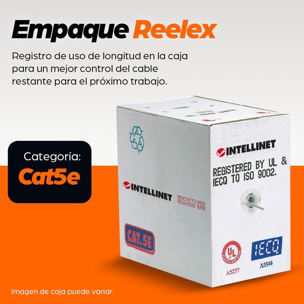 Bobina Cable Intellinet UTP Cat5e CCA Multifilar 305m Color Gris