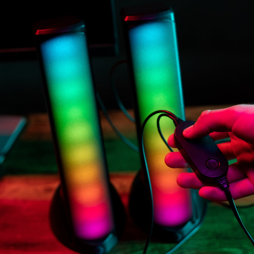 Bocinas Gamer Perfect Choice RGB Bluetooth 3.5mm Estéreo 2.0 Color Negro