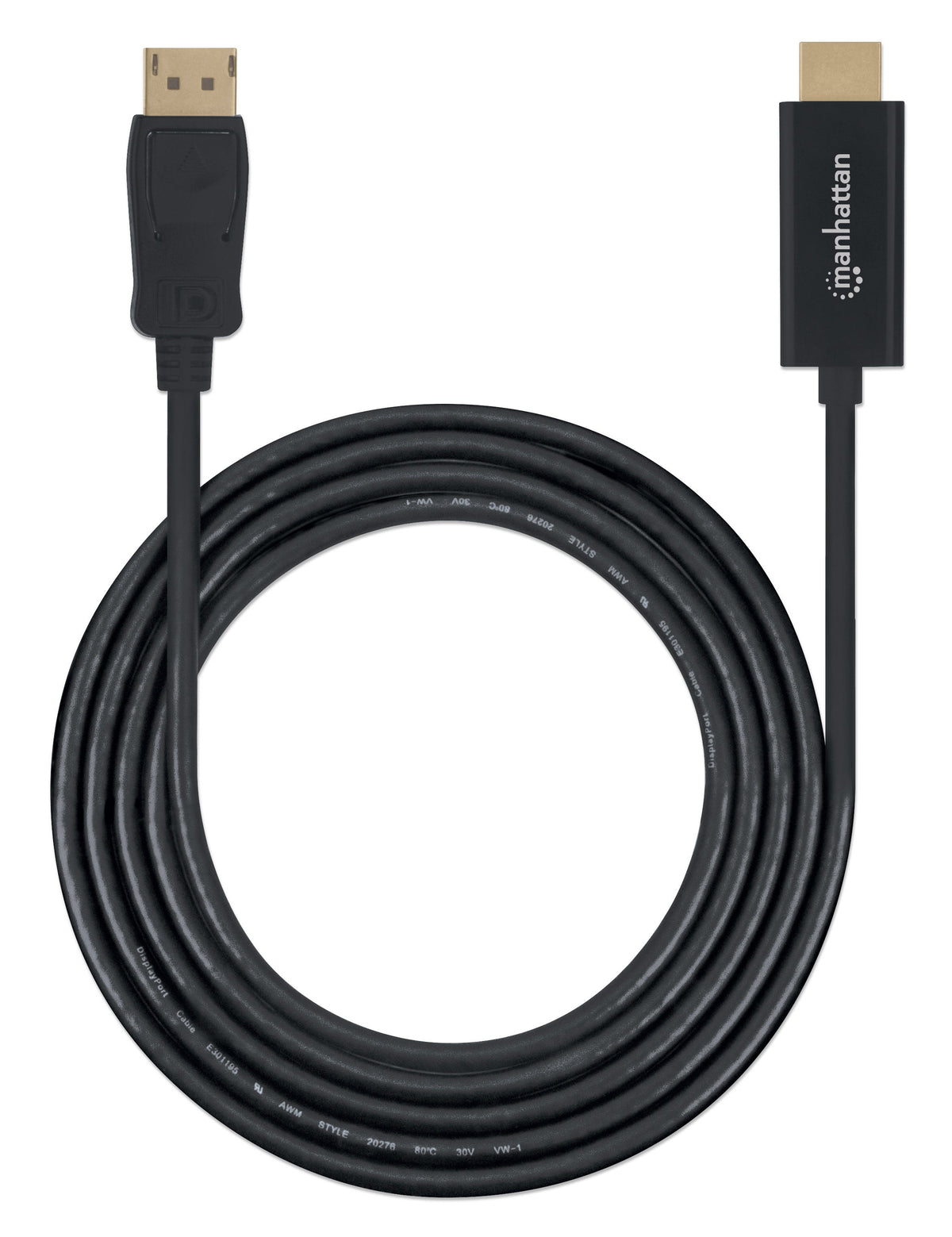 Cable Manhattan DisplayPort/HDMI M-M 1080p3m Color Negro
