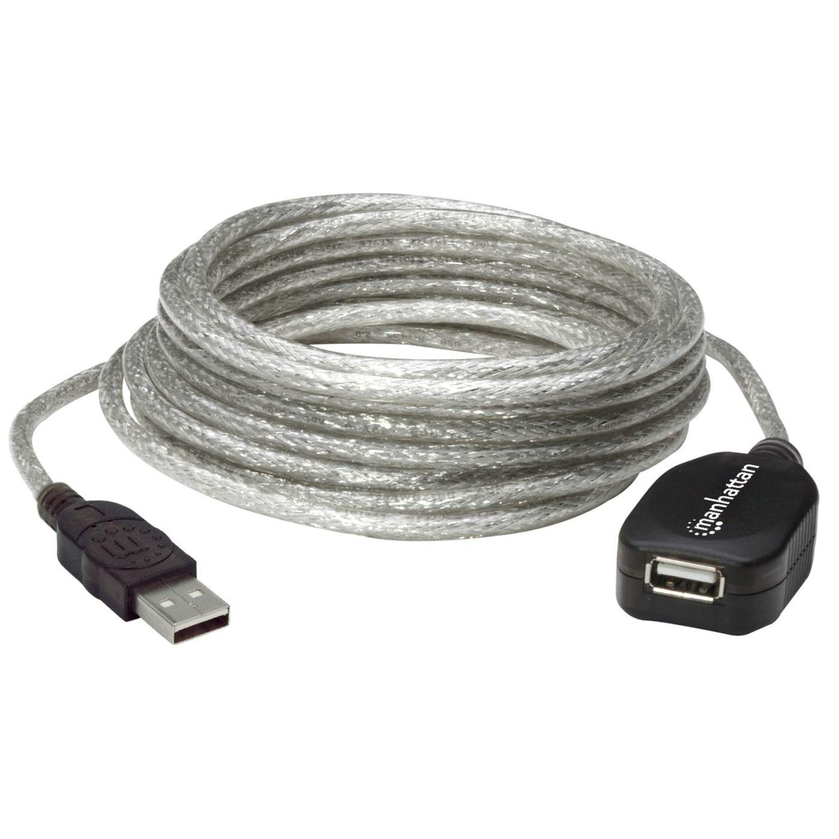 Cable Manhattan Extensión Activa USB-A 2.0 Alta Velocidad 5m Color Plata