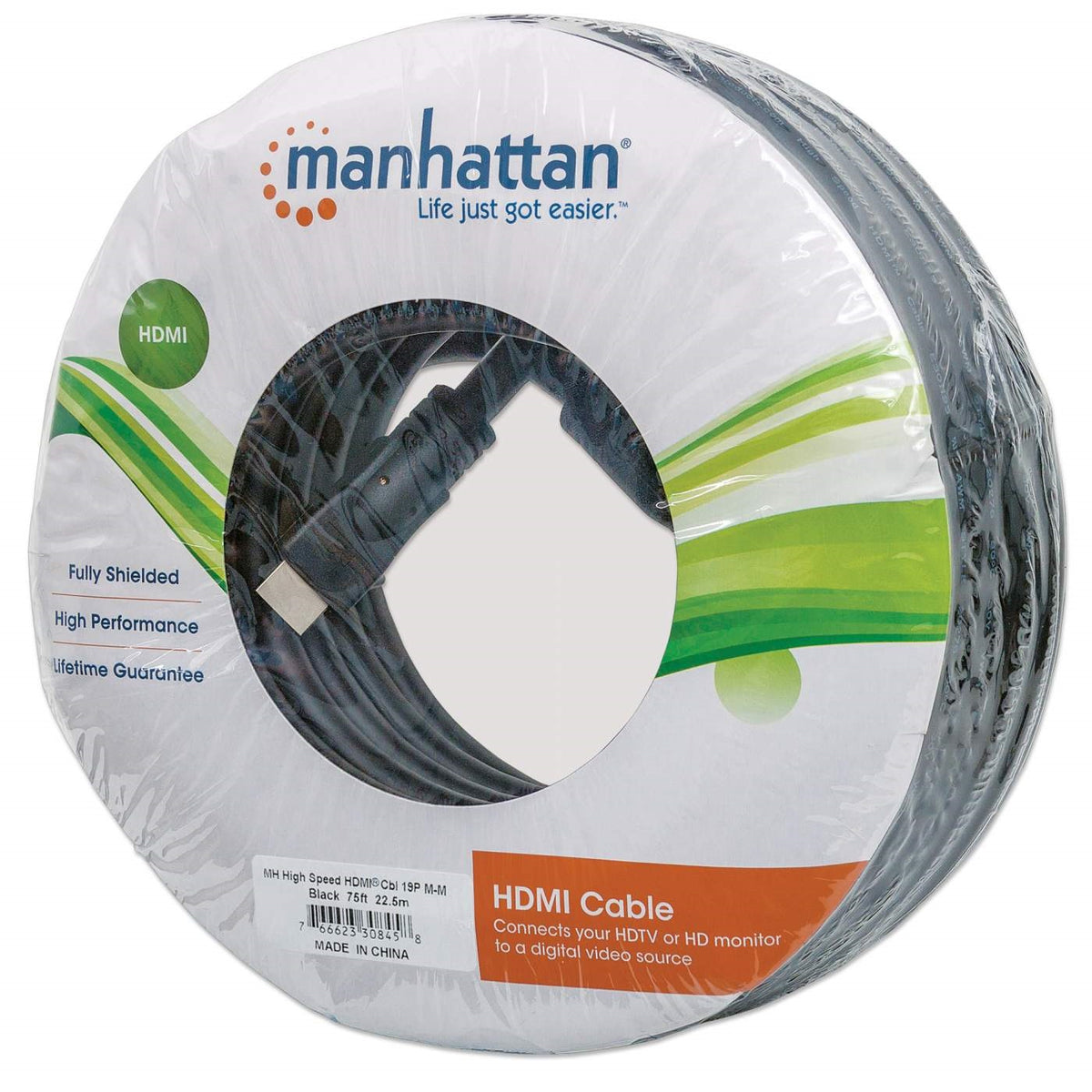 Cable Manhattan HDMI 1.3 M-M Alta Velocidad Blindado 22.5m Color Negro