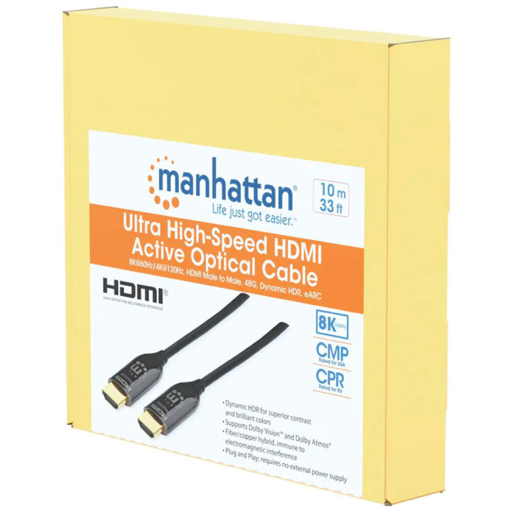 Cable Manhattan HDMI 2.1 Fibra Óptica 10M 8ka60Hz Certificado