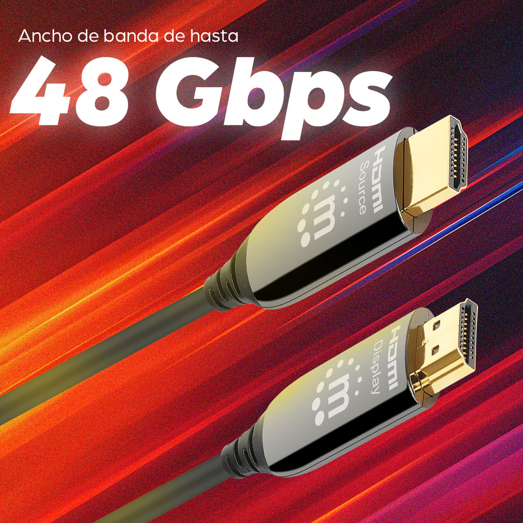 Cable Manhattan HDMI 2.1 Fibra Óptica 15M 8ka60Hz Certificado
