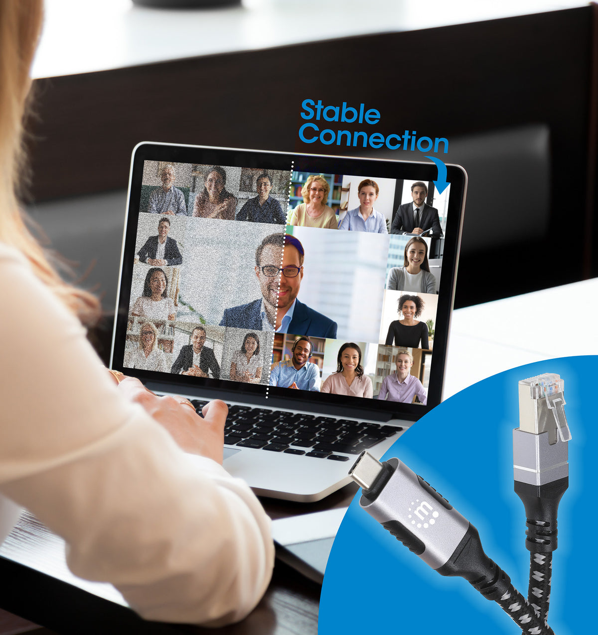 Cable USB-C Manhattan V3.2 a RJ45 2M 5 Gbps Cat6 1 Gbps