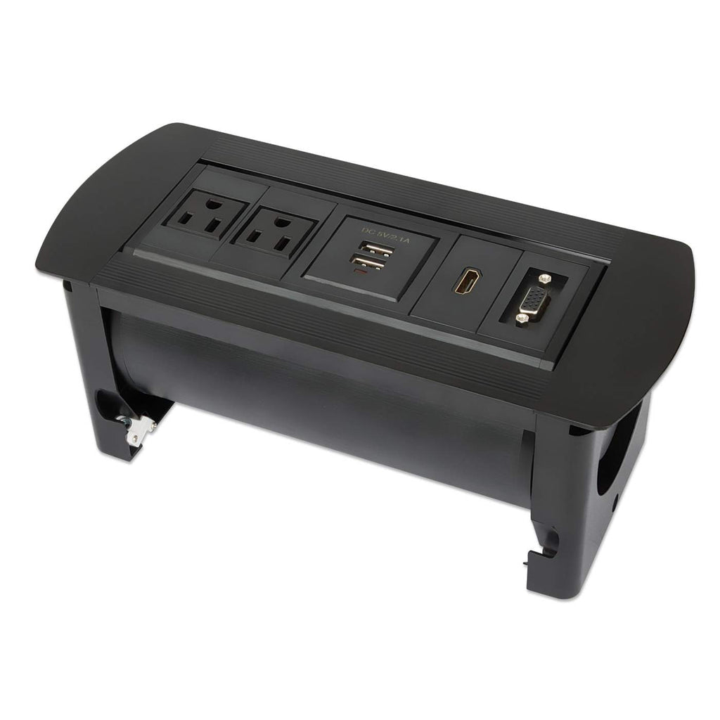 Caja de Conexión Manhattan para Mesa con Enchufe USB/HDMI/VGA Color Negro
