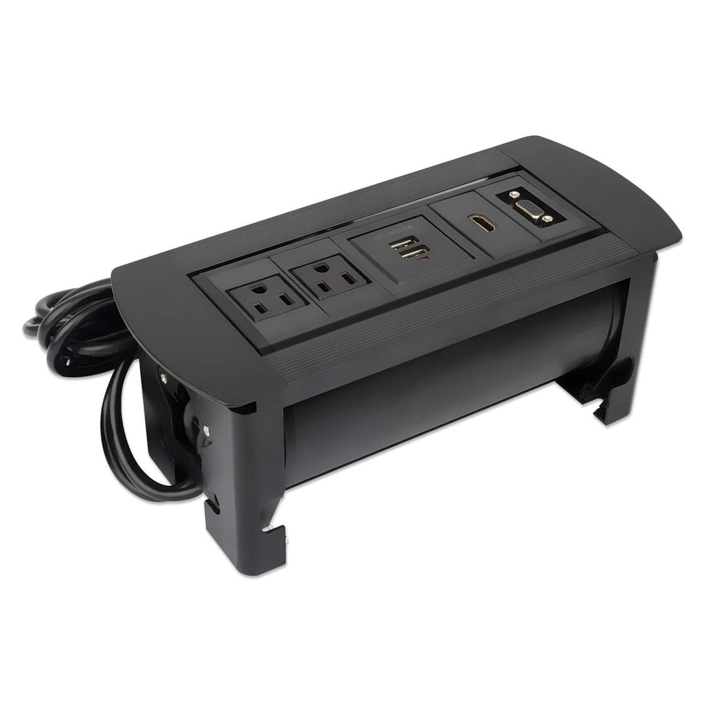 Caja de Conexión Manhattan para Mesa con Enchufe USB/HDMI/VGA Color Negro