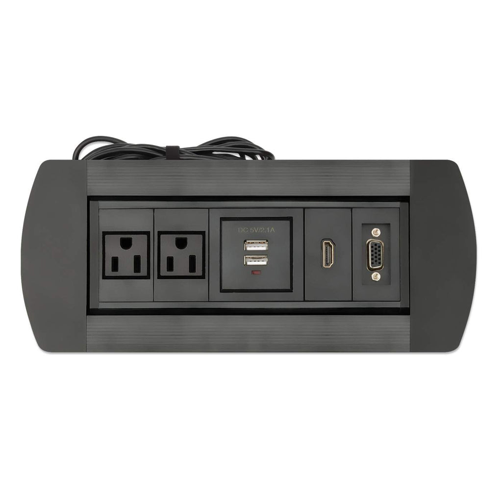 Caja de Conexión Manhattan para Mesa con Enchufe USB/HDMI/VGA Color Negro