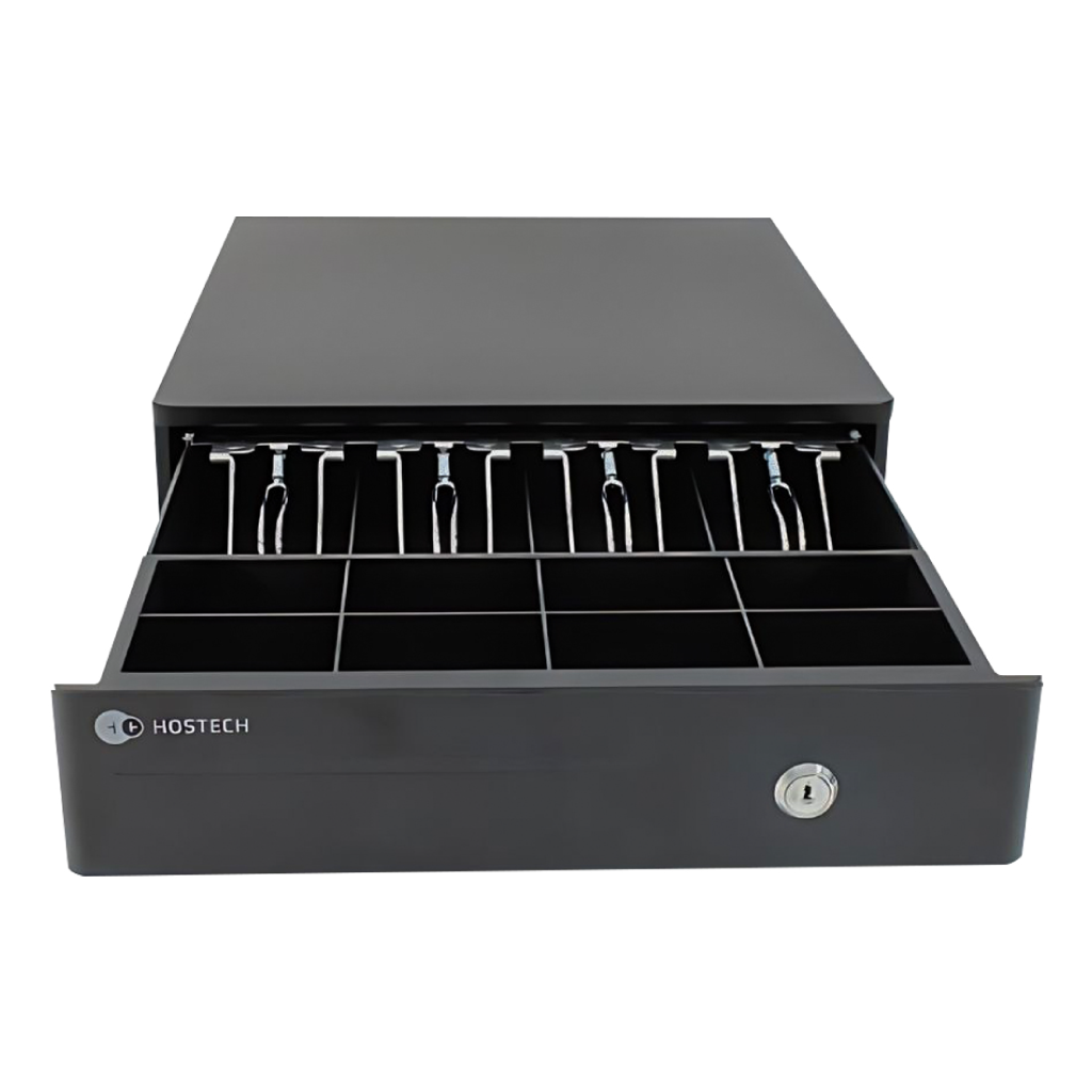 Cajon De Dinero Hostech HT-300 4 Billetes 8 Monedas Cable RJ11 Metalico con microswitch Negro