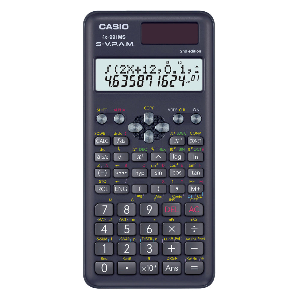 Calculadora Cientifica Casio mas de 400 funciones FX-991MS-2 para preparatoria y universidad negra 2 lineas SVPAM