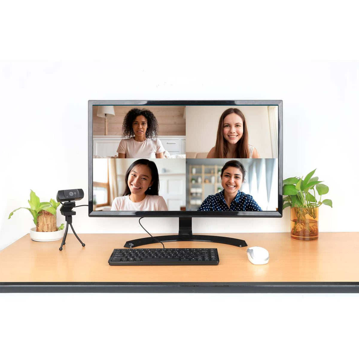 Cámara Web Manhattan Full HD USB Rotacion 360 Negra