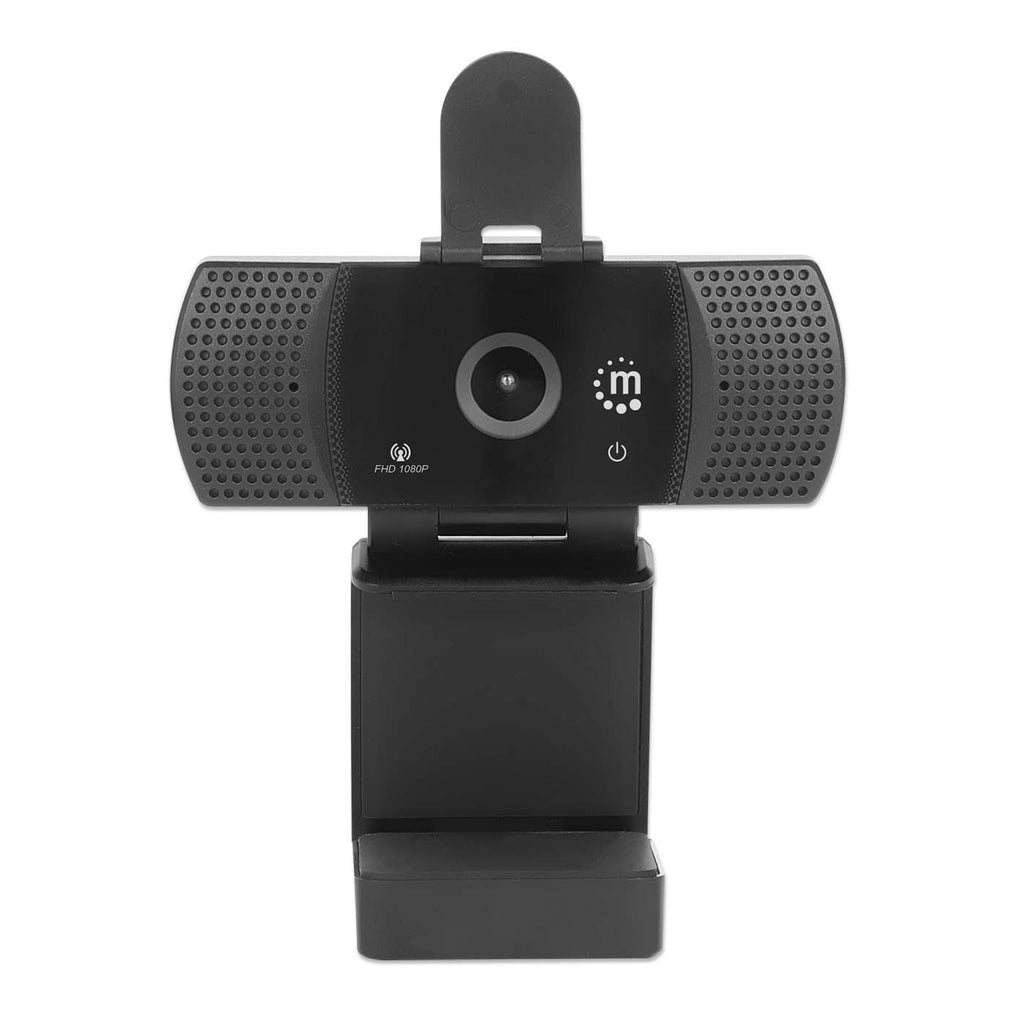 Cámara Web Manhattan Full HD USB Rotacion 360 Negra