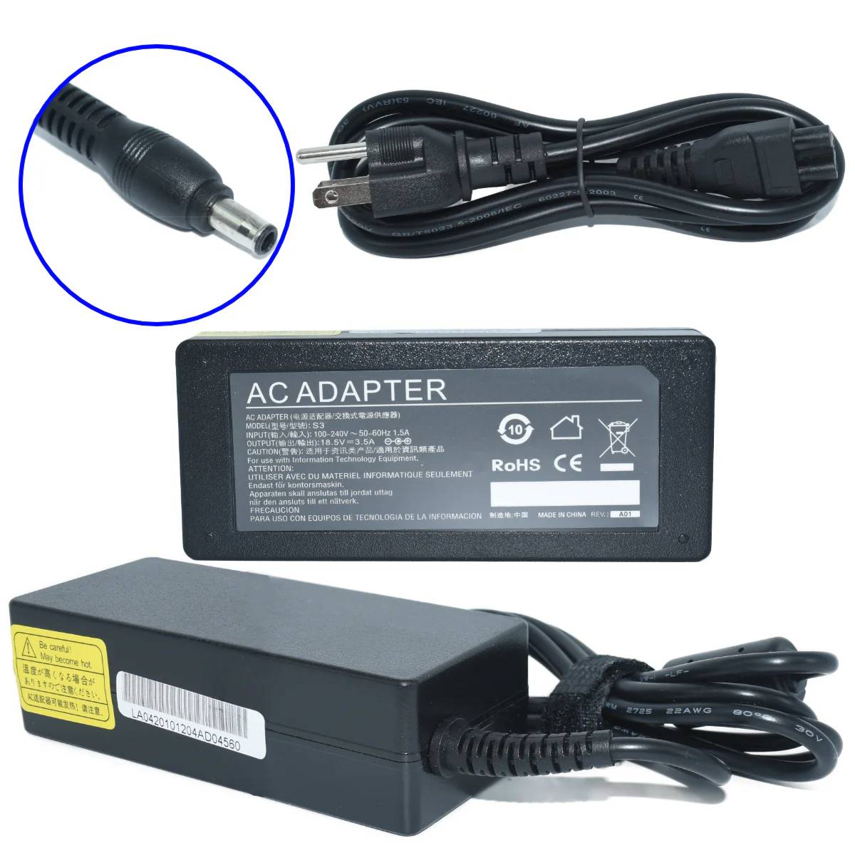 Cargador para Laptop Generico Adaptador de Corriente 40W 19V-2.15A