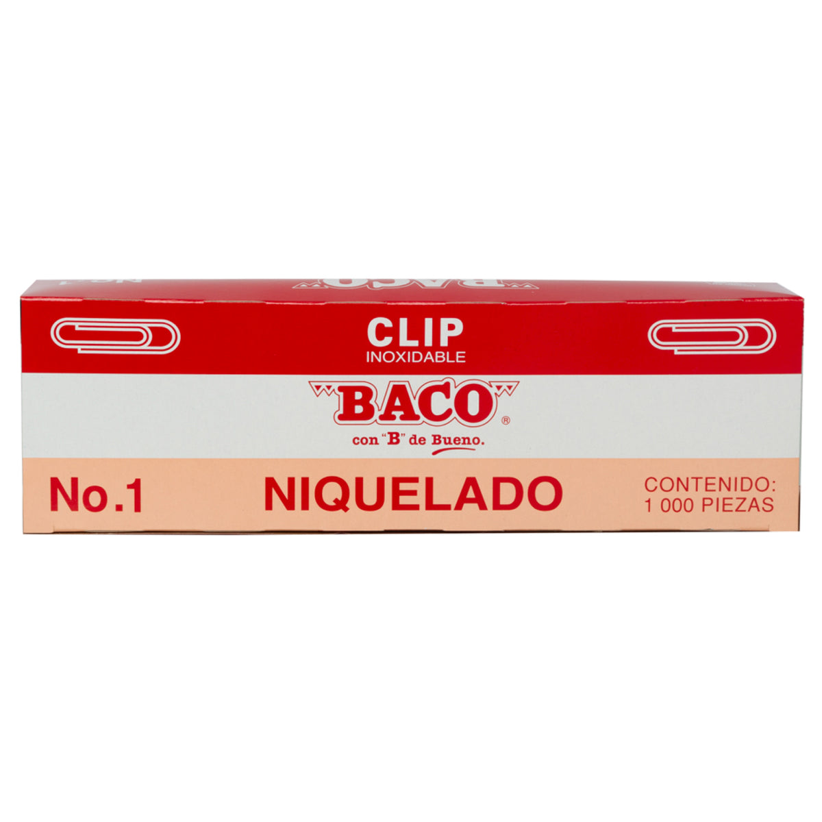 Clip Niquelado Baco #1 Paquete con 10 Cajas con 100 Clips con u