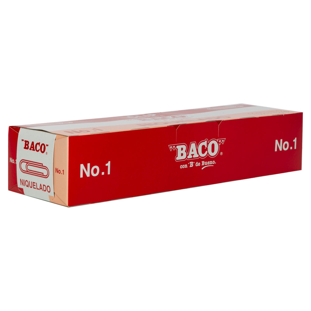 Clip Niquelado Baco #1 Paquete con 10 Cajas con 100 Clips con u