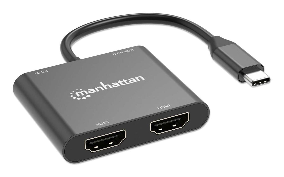 Convertidor USB-C Manhattan a HDMI 2 puertos 4K - MST