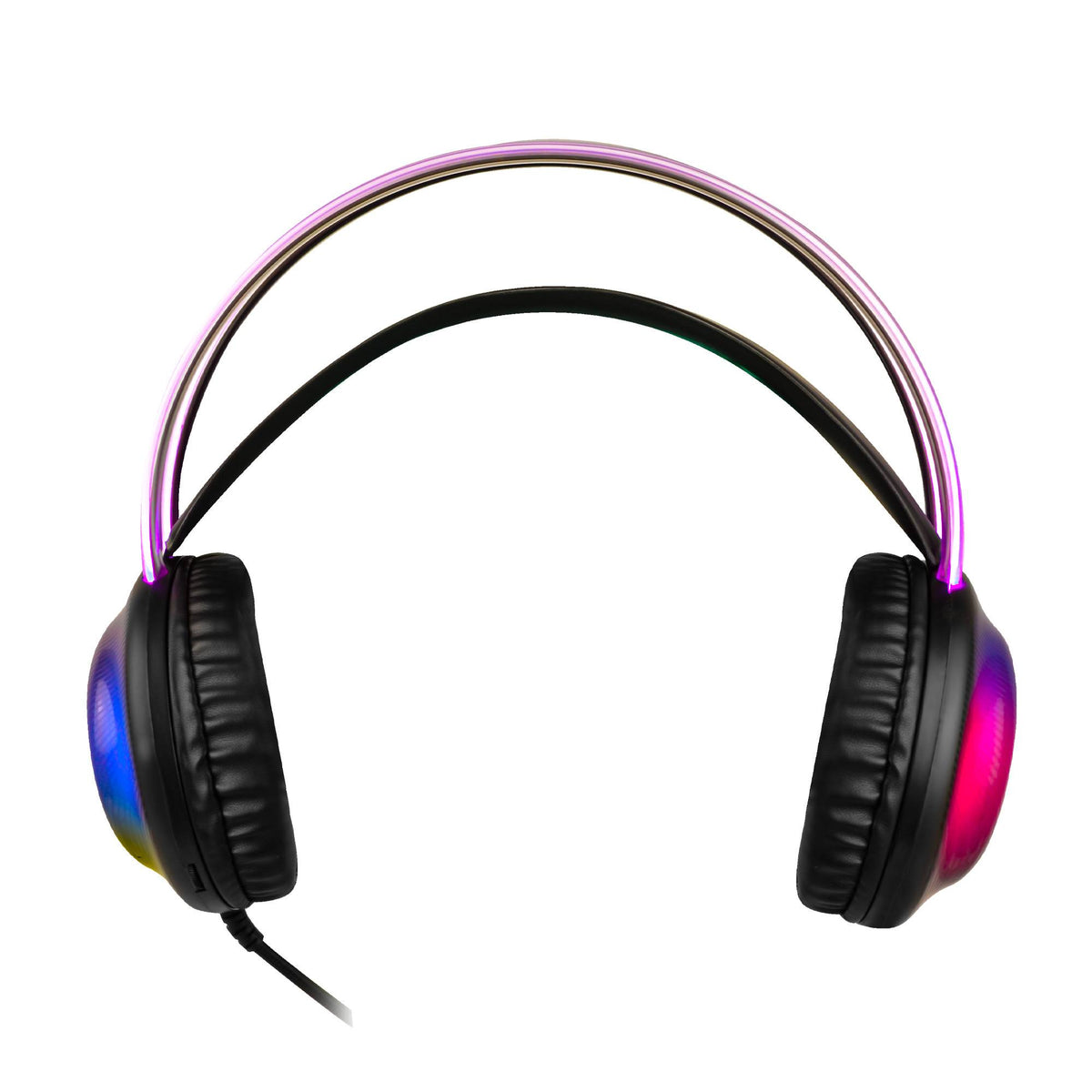 Diadema Gamer Perfect Choice Transparente RGB Helumo ANC 1.8m Alámbrico 3.5mm PVC