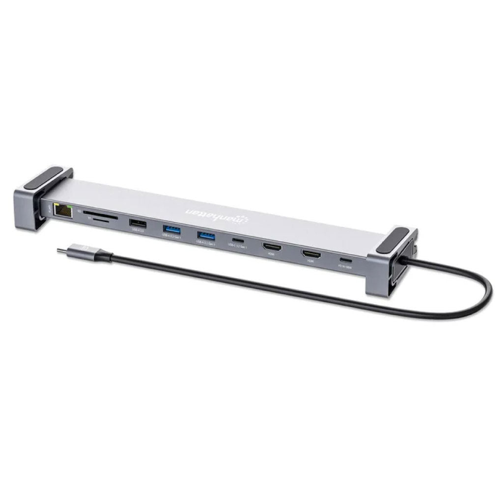 Docking USB-C Manhattan 10 ptos con MST 2xHDMI 3xUSB-A USB-C PD RJ45 SD-micro SD
