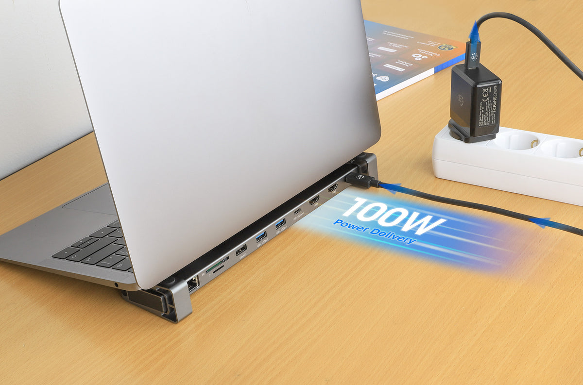 Docking USB-C Manhattan 10 ptos con MST 2xHDMI 3xUSB-A USB-C PD RJ45 SD-micro SD