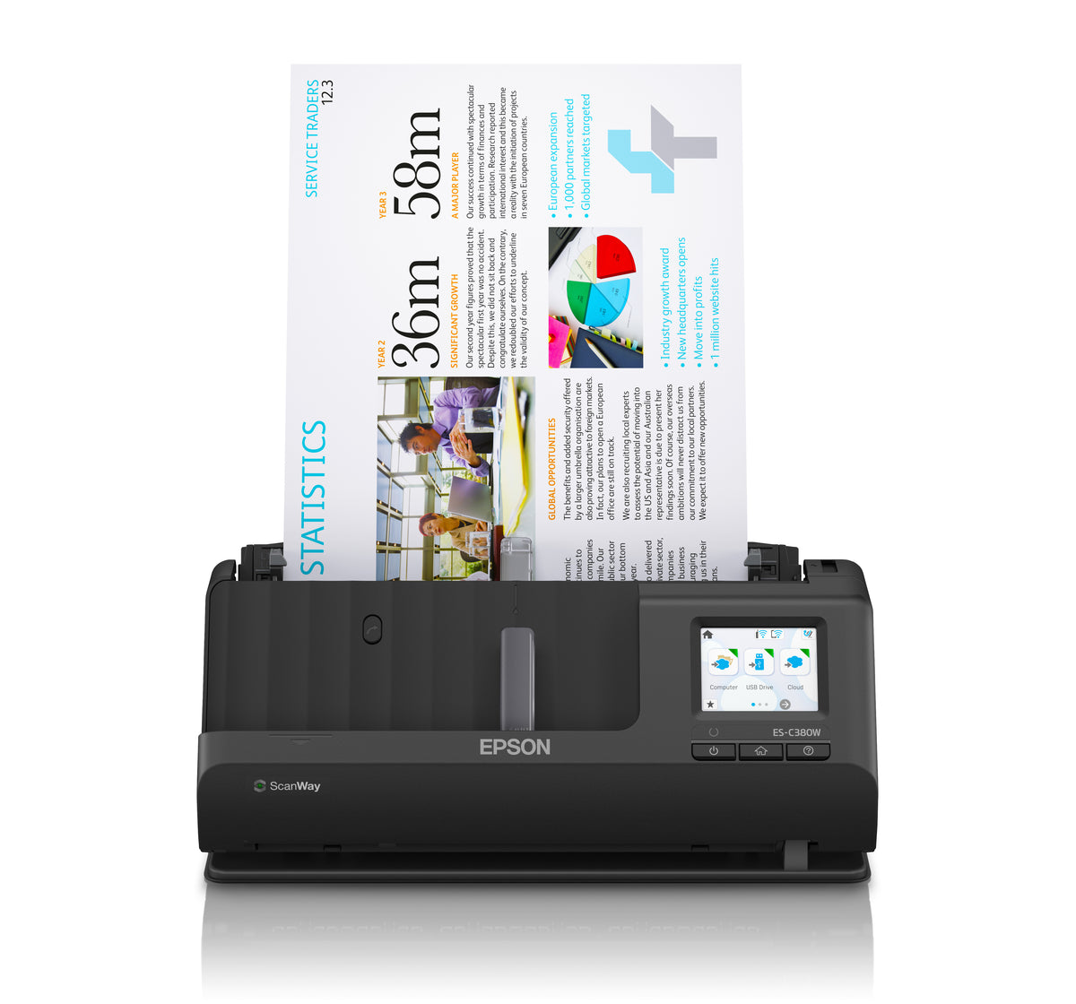 Escáner Epson Inalámbrico de Documentos WorkForce ES-C380W con Pantalla Táctil