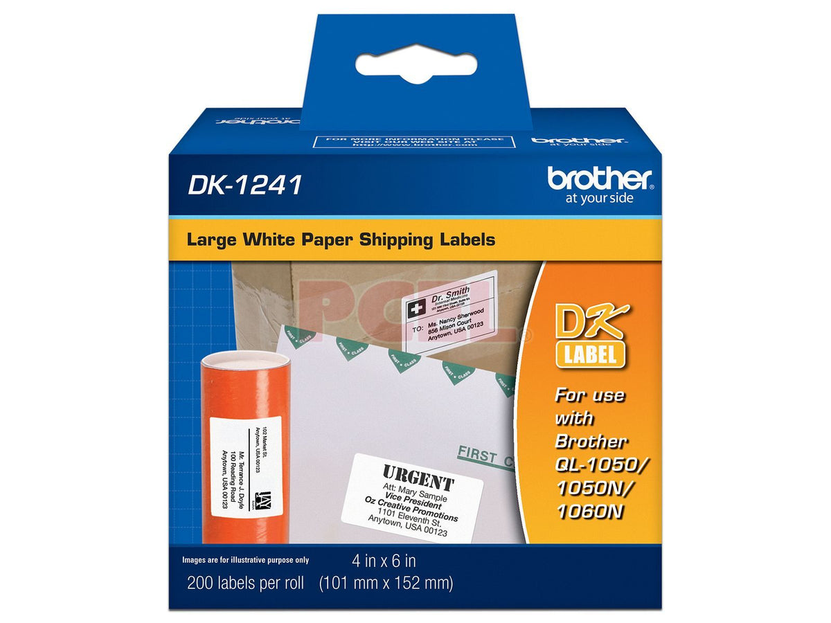 Etiquetas Brother DK1241 Precortada Papel Blanco 101mmx152mm 200 Etiquetas