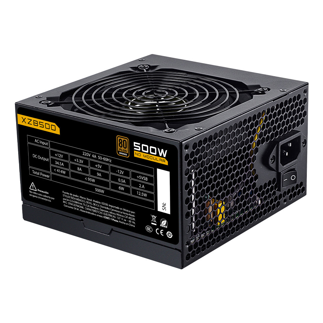 Fuente de Poder Xzeal 500W 80 PLUS Bronze 24-pin ATX 120mm