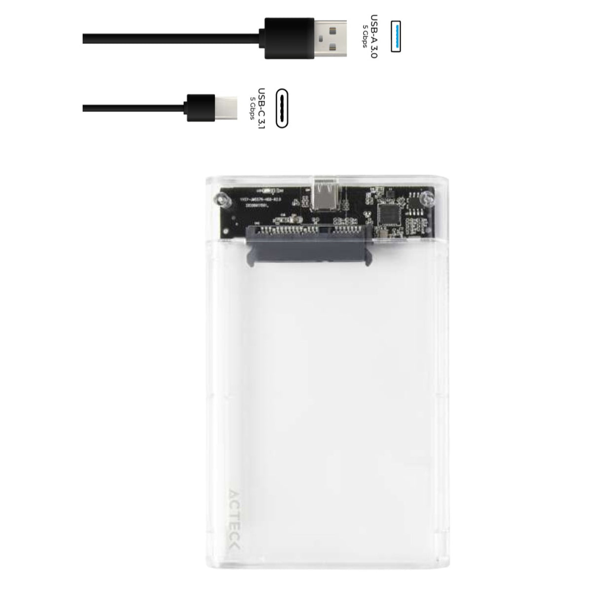 Gabinete Acteck de Disco Duro Armor Clear HC440 2.5 SATA USB 3.0 Blanco