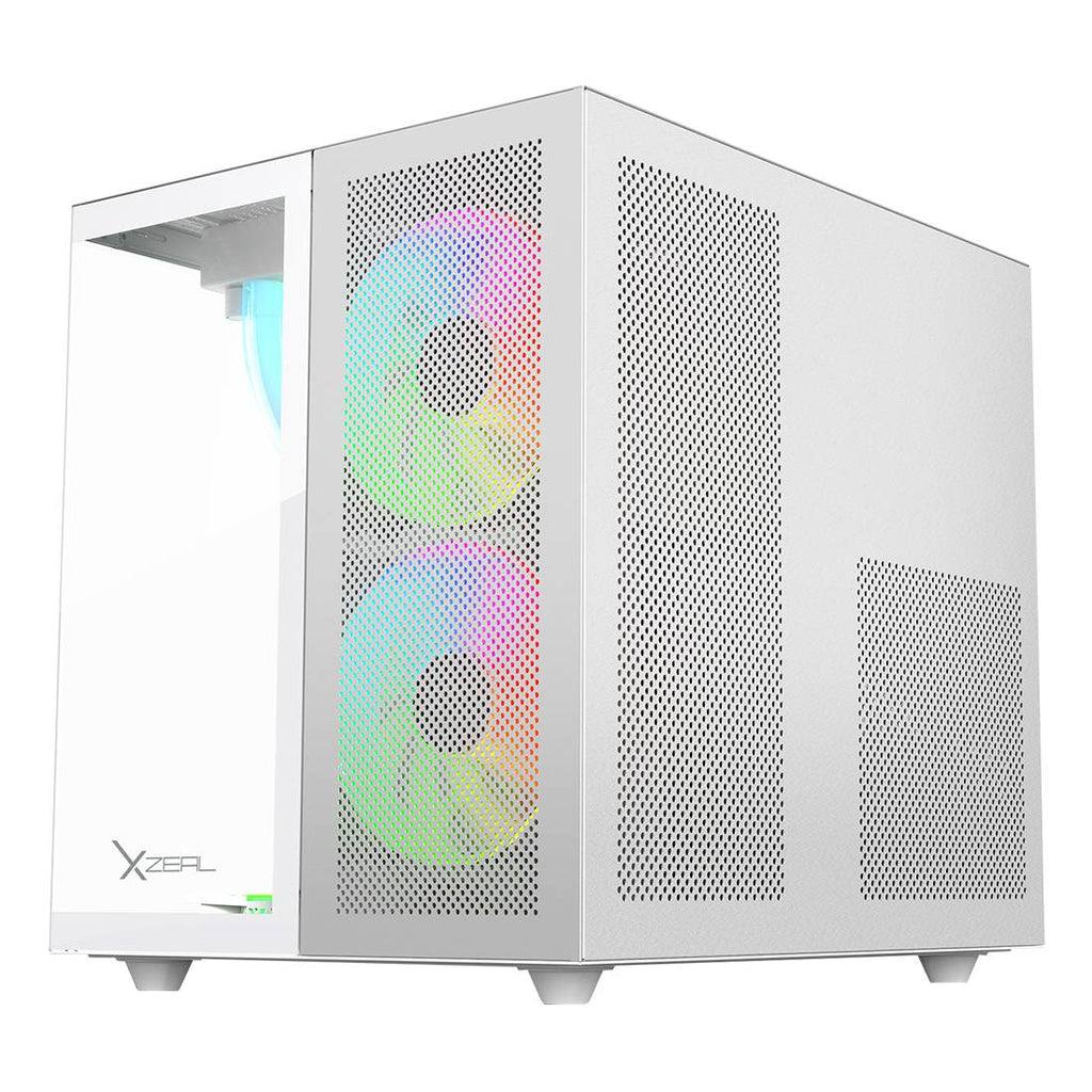 Gabinete Xzeal CUBO Mini-Tower Micro-ATX/Mini-ITX USB 2.0/3.0 sin Fuente 3 Ventiladores Instalados — Blanco