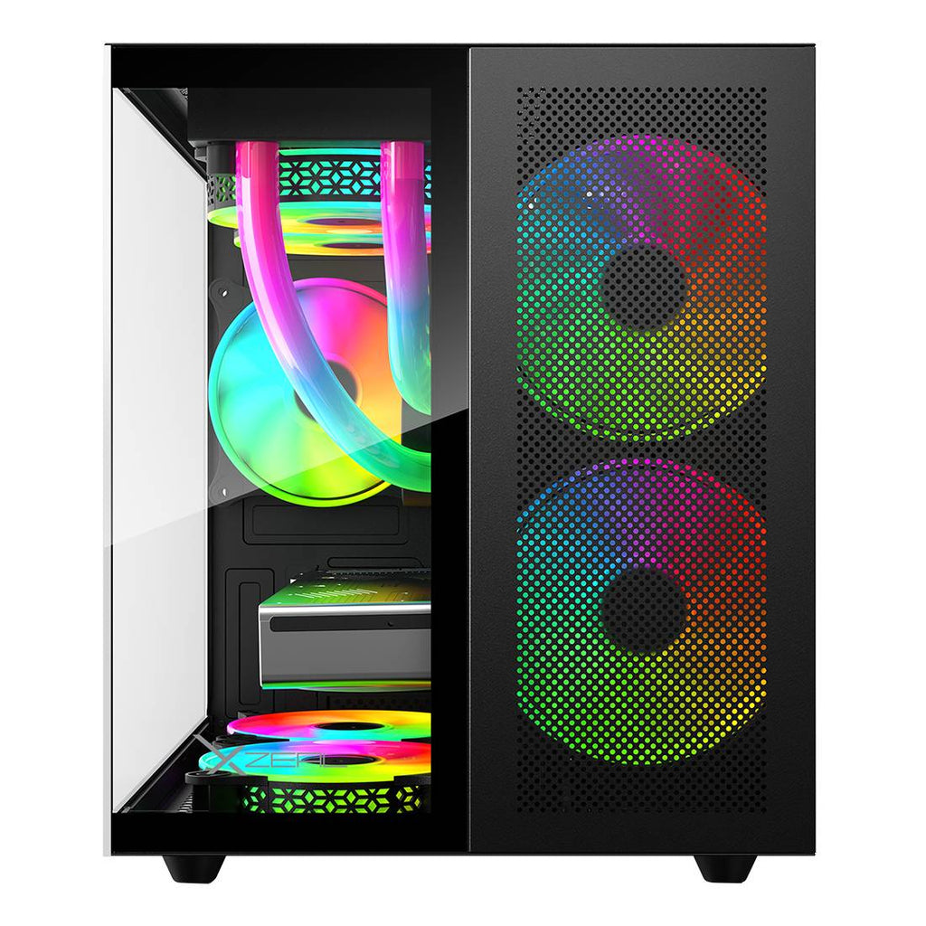 Gabinete Xzeal CUBO Mini-Tower Micro-ATX/Mini-ITX USB 2.0/3.0 sin Fuente 3 Ventiladores Instalados — Negro