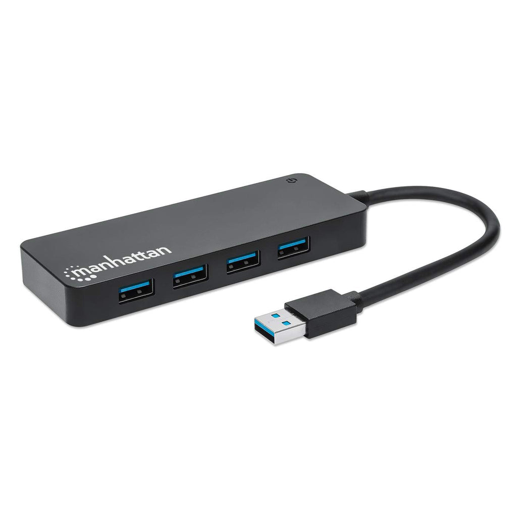 Hub Manhattan USB 3.2 Gen1 4 Puertos USB-A Color Negro