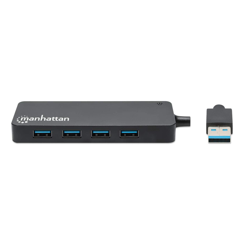 Hub Manhattan USB 3.2 Gen1 4 Puertos USB-A Color Negro