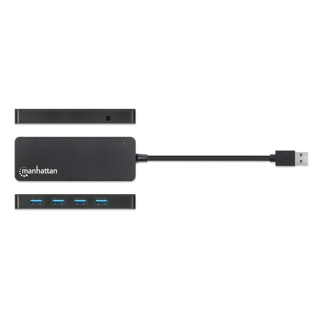 Hub Manhattan USB 3.2 Gen1 4 Puertos USB-A Color Negro