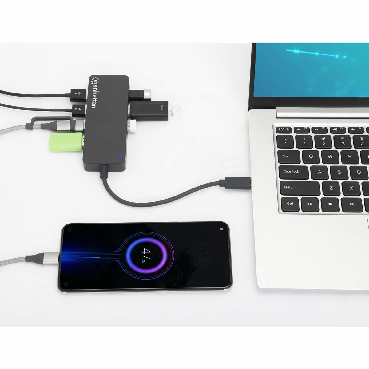 HUB Manhattan USB-C V3.2 7 Ptos A 5Gbps