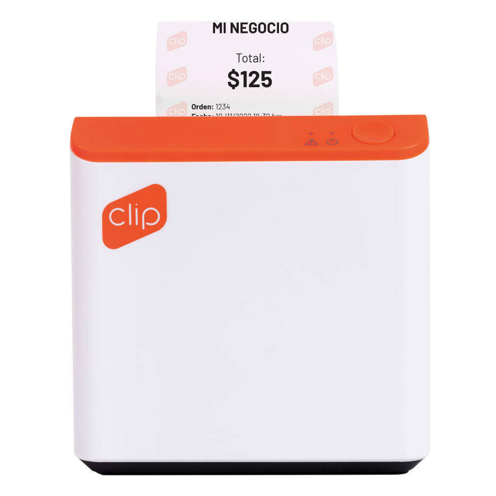 Impresora Térmica Clip con Conexión Bluetooth Portátil Compatible con POS Blanco-Naranja