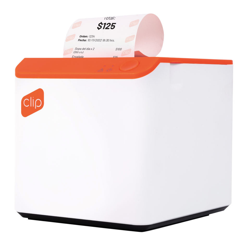 Impresora Térmica Clip con Conexión Bluetooth Portátil Compatible con POS Blanco-Naranja