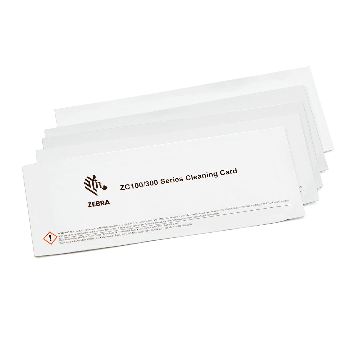 Kit Tarjetas de Limpieza Zebra 5 Tarjetas ZC100/300 Color Blanco