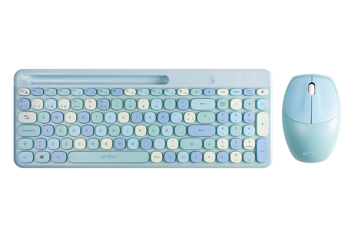 Kit Teclado y Mouse Acteck Creator Chic Colors MK470 Inalámbrico 2xBaterías AAA Incluidas Color Azul