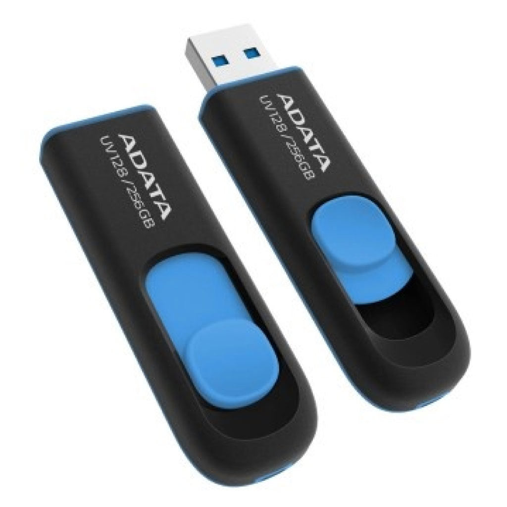 Memoria ADATA USB 256GB UV128 3.2 Negro con Azul
