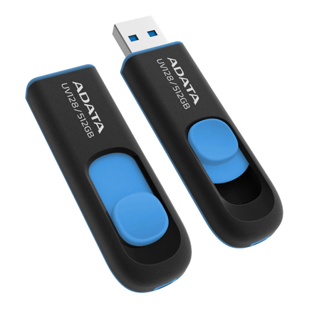 Memoria ADATA USB 512GB UV128 3.2 Negro con Azul