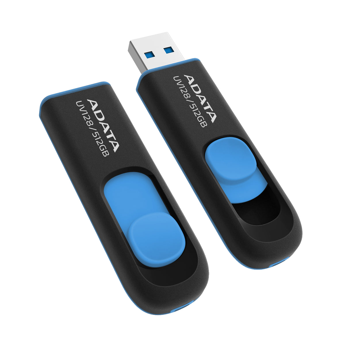 Memoria ADATA USB 512GB UV128 3.2 Negro con Azul