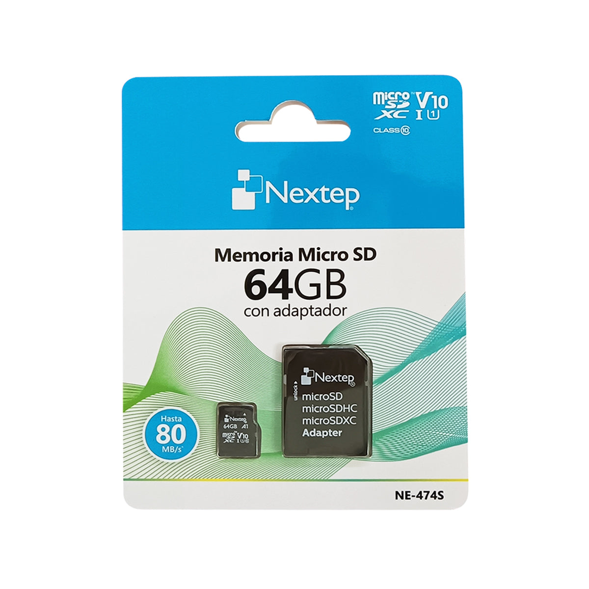 Memoria Micro SD Nextep Clase 10 UHS U1 con Adaptador — 64 GB