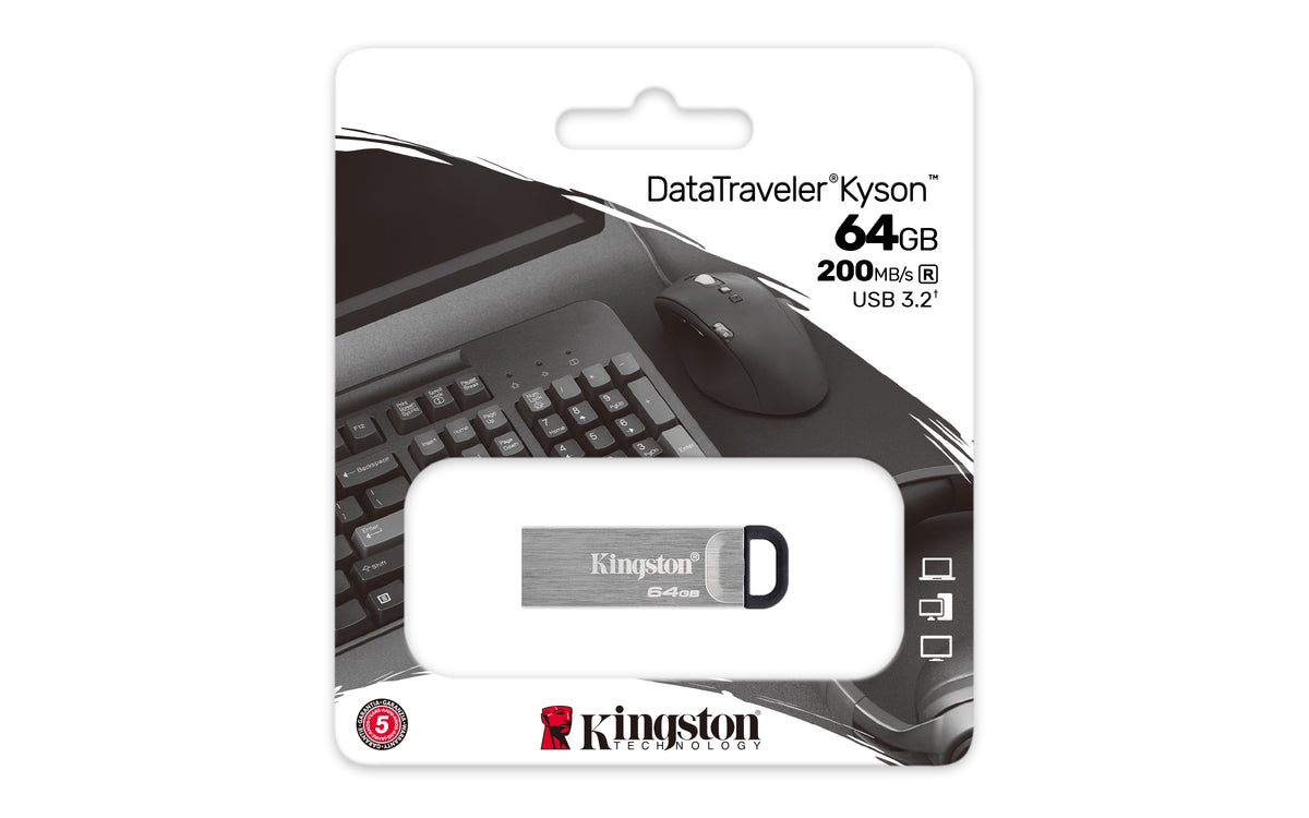 Memoria USB Kingston DataTraveler Kyson 3.2 Gen1 Color Gris — 64 GB