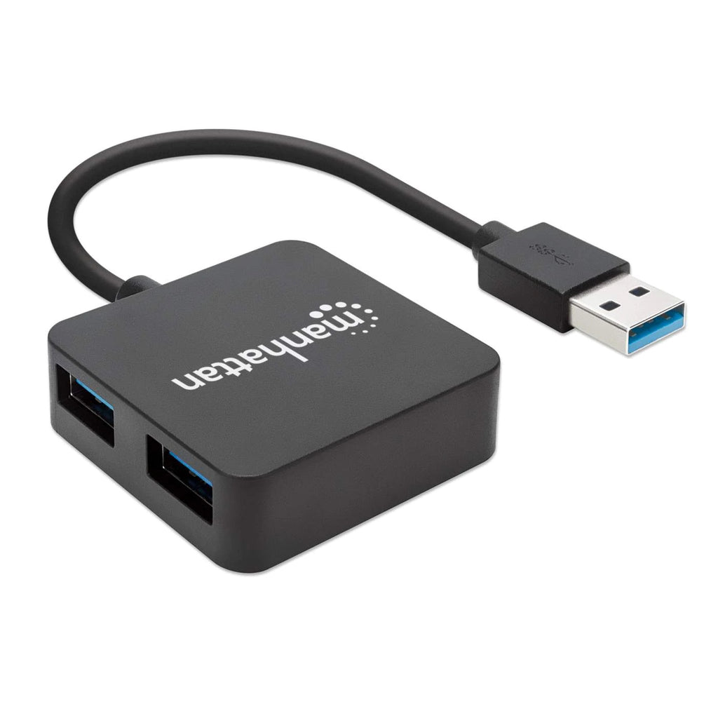 Mini Hub Manhattan USB 3.0 Alta Velocidad 4 Puertos Color Negro