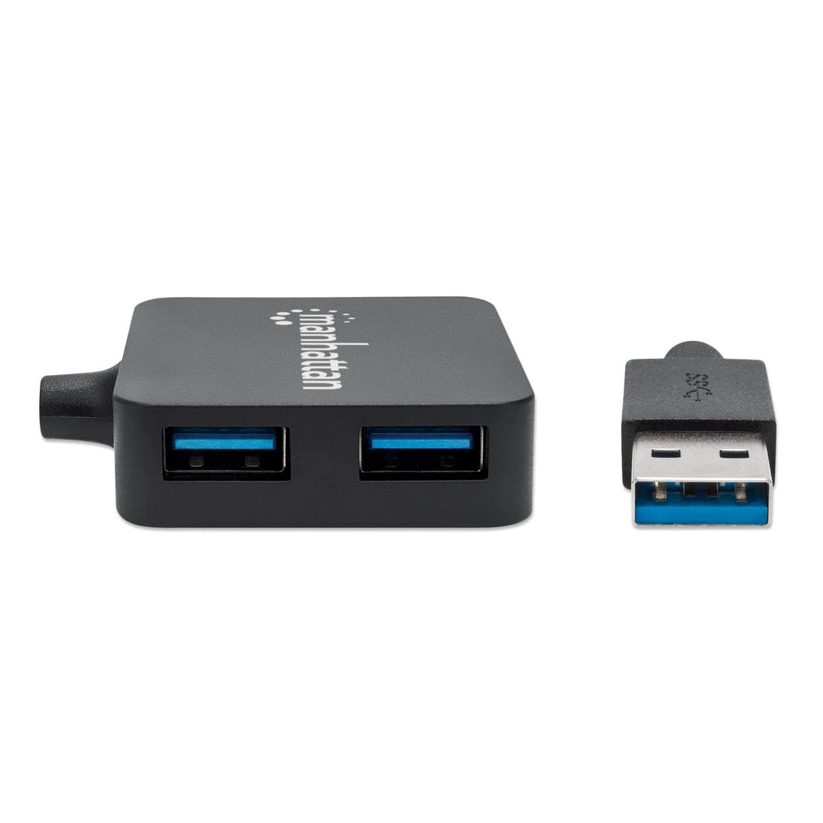 Mini Hub Manhattan USB 3.0 Alta Velocidad 4 Puertos Color Negro