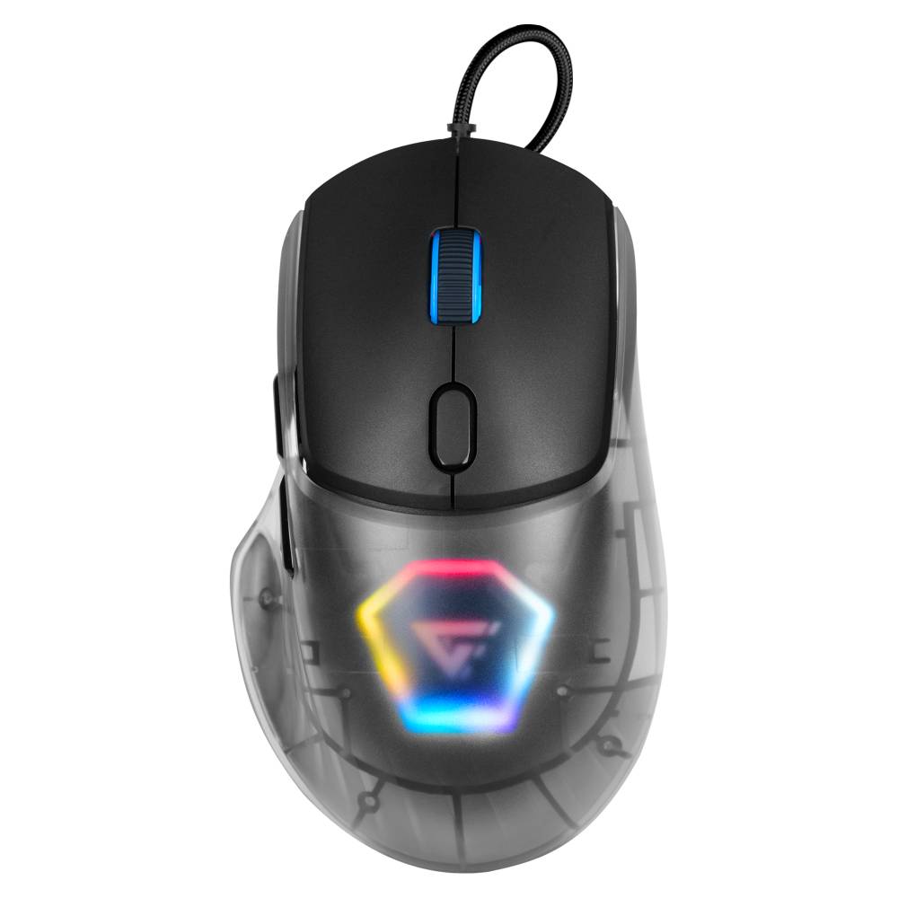 Mouse Game Factor MOG530 Carcasas Intercambiables Pixart 3327 12.000 DPI RGB USB — Negro