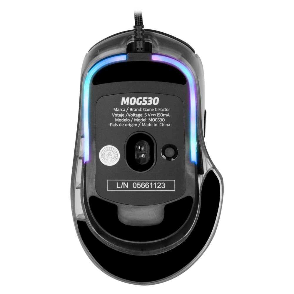 Mouse Game Factor MOG530 Carcasas Intercambiables Pixart 3327 12.000 DPI RGB USB — Blanco