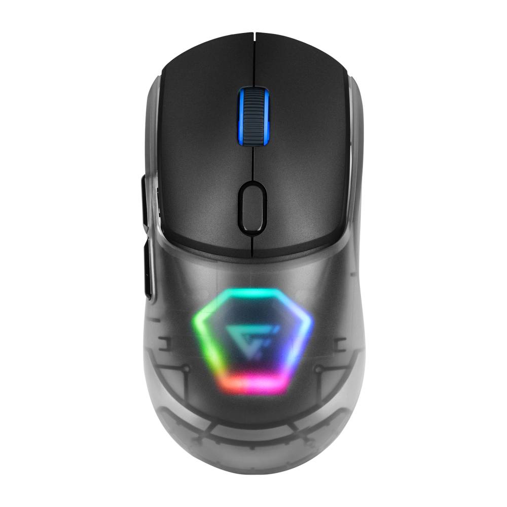 Mouse Game Factor MOW700 Carcasas Intercambiables 2.4G+BT Pixart 3395 26.000 DPI RGB — Negro